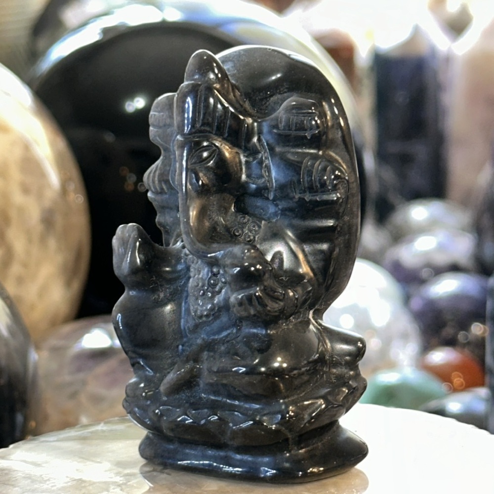🌸SALE🌸 Silver Obsidian Lord Ganesh Carving! - Picture 2 of 6